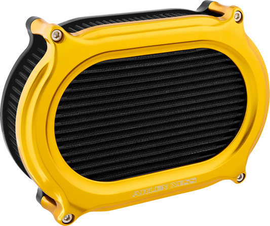 Arlen Ness Oval Stage 2 Gold Air Filter Kit for 2017-2025 Harley Touring Softail