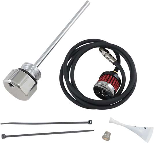 Feuling Chrome Vented Oil Dipstick Kit 2017-2024 Harley Touring FLHR FLTRU FLTRX