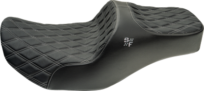 Slyfox Chariot Silver Diamond Stitch Seat fits 2009-2025 Harley Touring FLH FLT