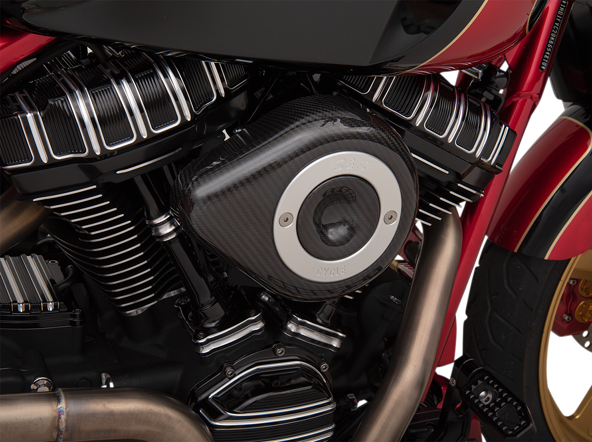 S&S Black Carbon Fiber Teardrop Stealth Air Filter Cover for Harley Davidson