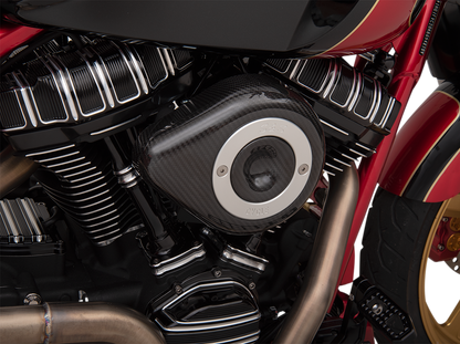 S&S Black Carbon Fiber Teardrop Stealth Air Filter Cover for Harley Davidson