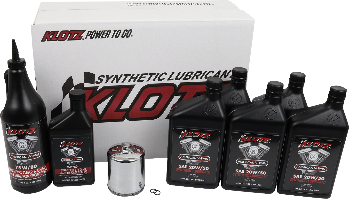 Klotz Premium Synthetic 20W-50 Oil Change Kit 1986-2022 Harley Sportster Models