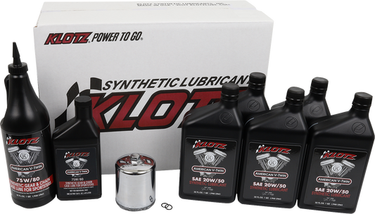 Klotz Premium Synthetic 20W-50 Oil Change Kit 1986-2022 Harley Sportster Models