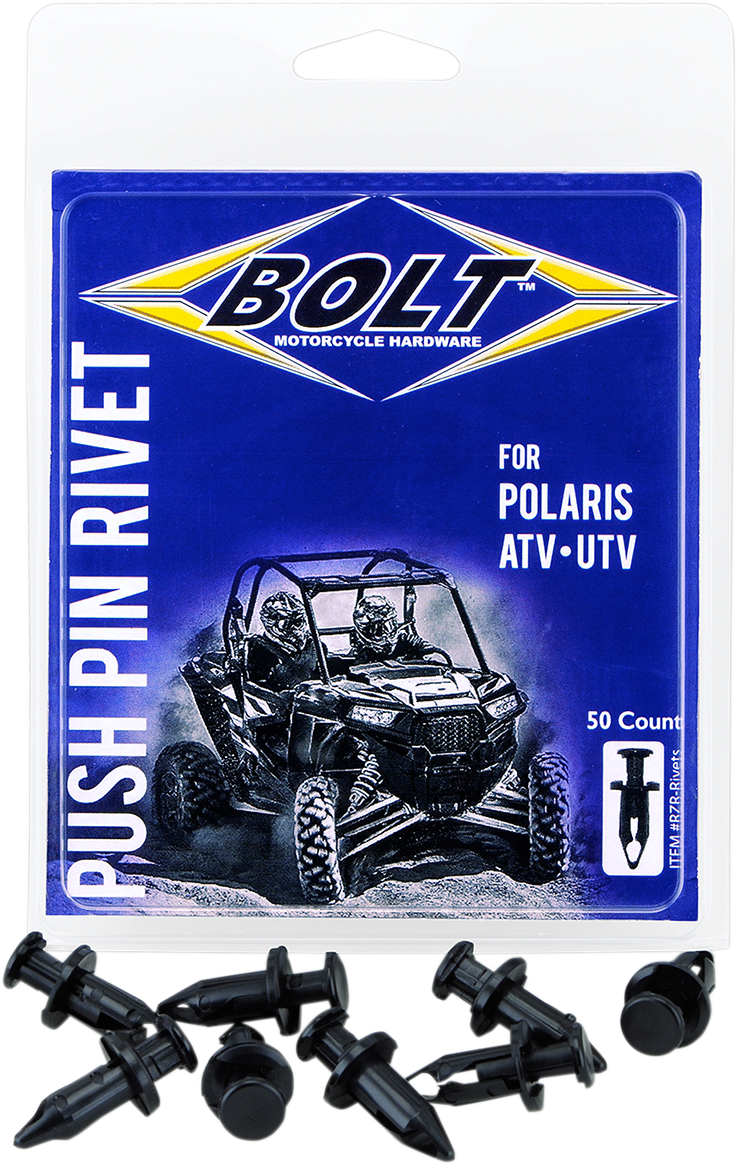 Bolt Black 50 Pack UTV Side by Side M8 Pry Rivet 09-21 Polaris RZR XP Pro Turbo