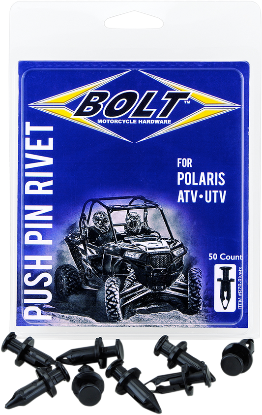 Bolt Black 50 Pack UTV Side by Side M8 Pry Rivet 09-21 Polaris RZR XP Pro Turbo