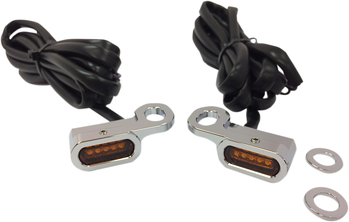 Drag Specialties Chrome LED Handlebar Turn Marker Lights 2009-17 Harley Touring