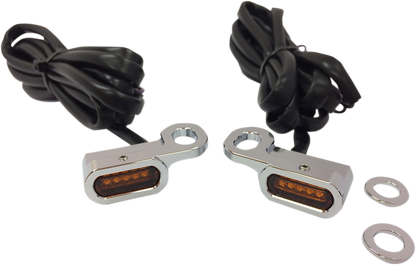 Drag Specialties Chrome LED Handlebar Turn Marker Lights 2009-17 Harley Touring