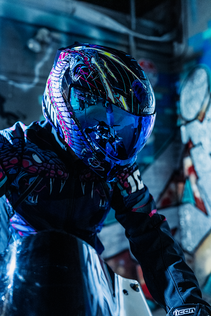 Icon Threshold Synthwave Lazer Cobra Modular Full Face Adult Motorcycle Helmet
