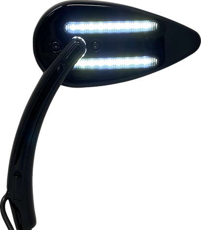 Custom Dynamics Black LED Run Turn Signal Teardrop Handlebar Mirrors for Harley