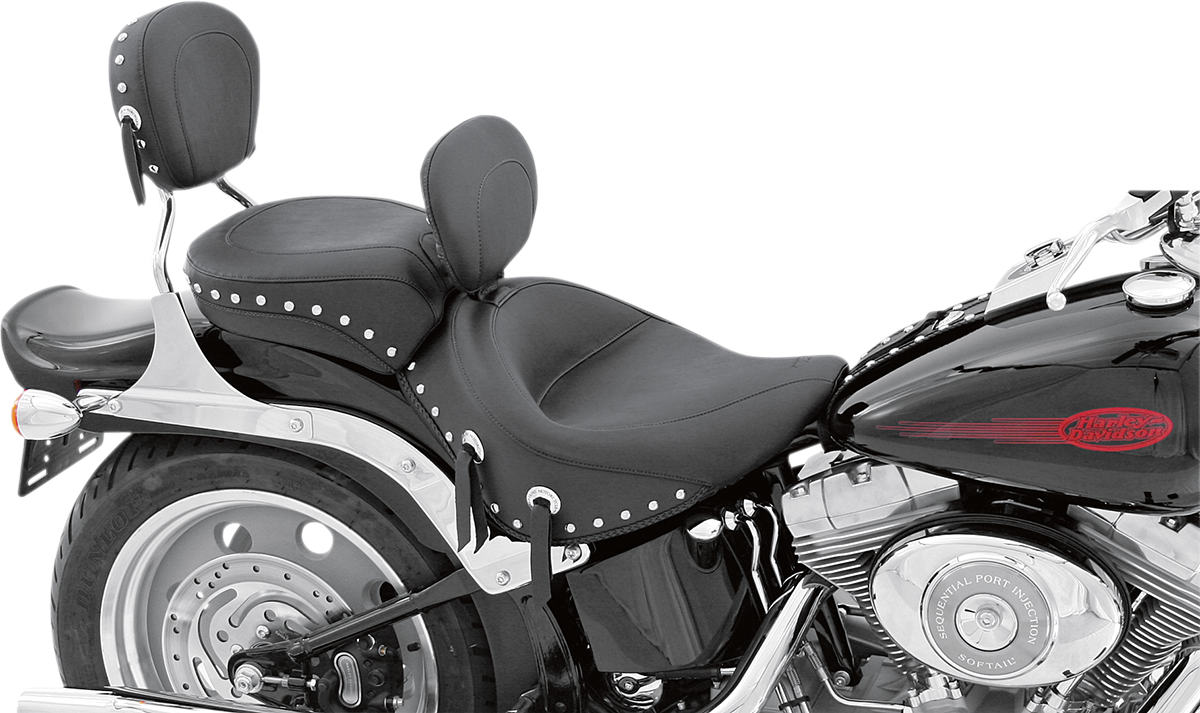 Mustang Studded Wide Solo Seat & Backrest 2006-2017 Harley Softail Fat Boy