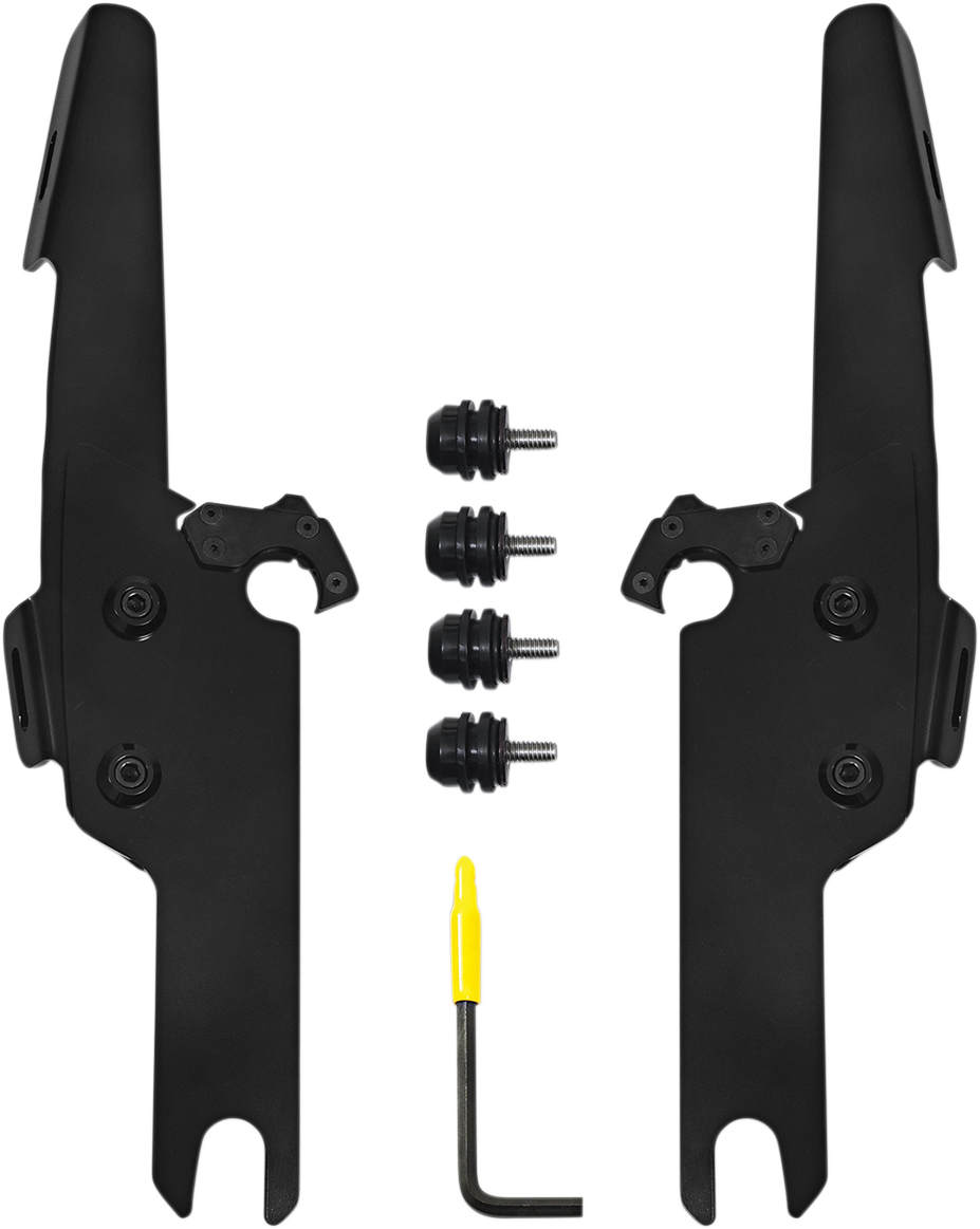 Memphis Shades Black Batwing Fairing Mount Kit for 2004-2024 Harley Road King