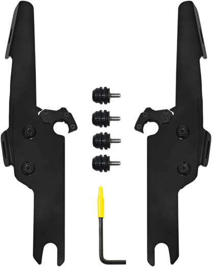Memphis Shades Black Batwing Fairing Mount Kit for 2004-2024 Harley Road King