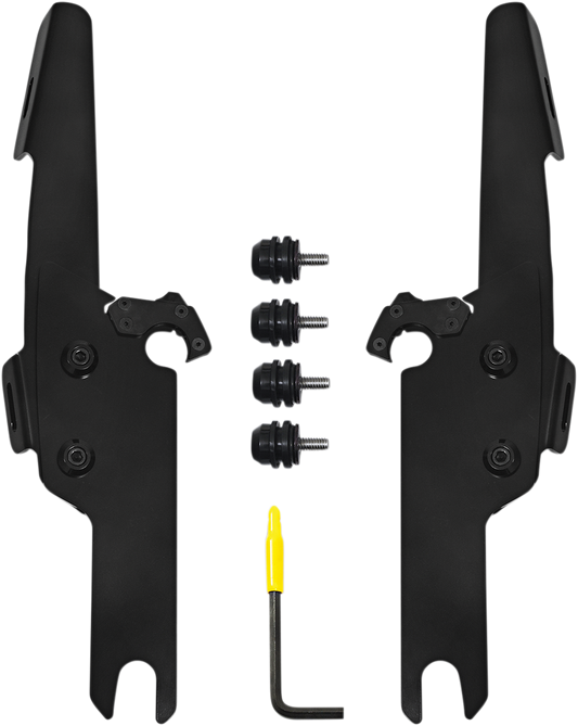 Memphis Shades Black Batwing Fairing Mount Kit for 2004-2024 Harley Road King