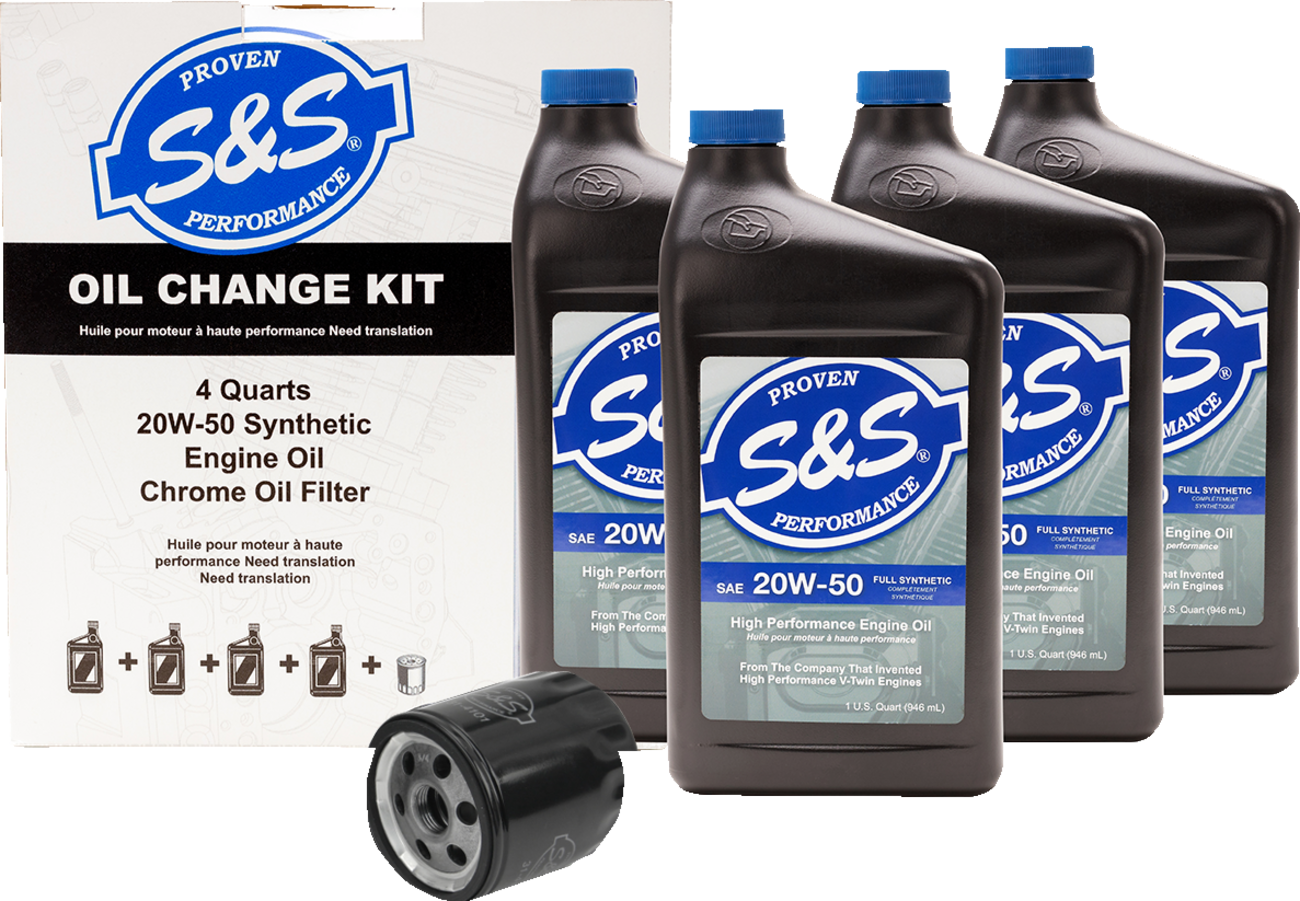 S&S Synthetic SAE 20W-50 Oil Change Kit for 1984-2022 Harley Big Twin Sportster