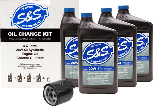 S&S Synthetic SAE 20W-50 Oil Change Kit for 1984-2022 Harley Big Twin Sportster