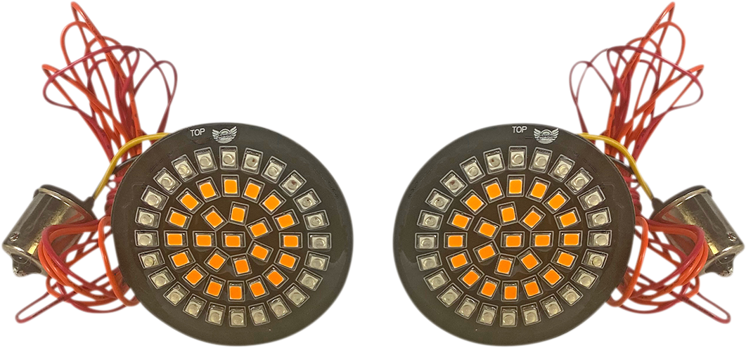 Custom Dynamics 1156 Red Amber LED Rear Bullet Turn Signal Inserts for Harley
