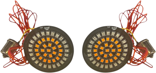 Custom Dynamics 1156 Red Amber LED Rear Bullet Turn Signal Inserts for Harley