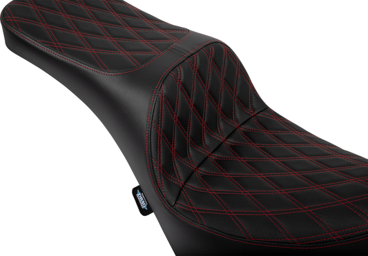 Drag Specialties Freedom Red Diamond Stitch Seat for 2018-2025 Harley Softail M8