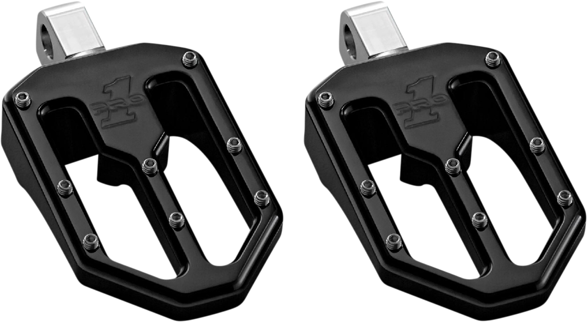 Pro One Moto V1 Black Male Mount Motorcycle Footpegs 18-20 Harley Softail FLSL