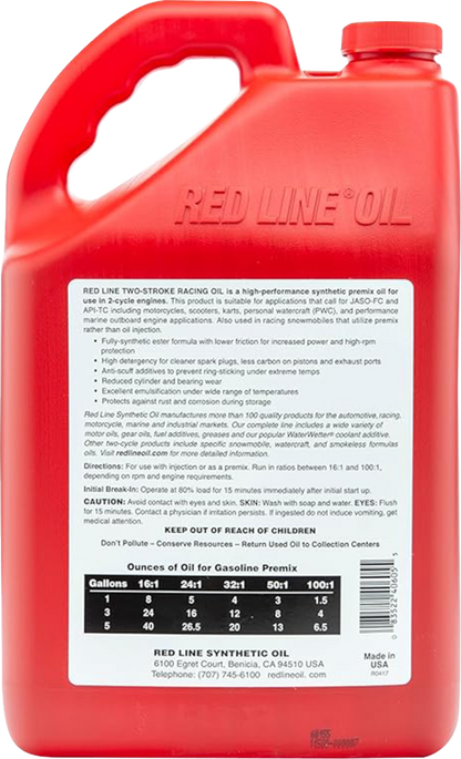Red Line 1 U.S. Gallon Two-Stroke Synthetic Racing Oil