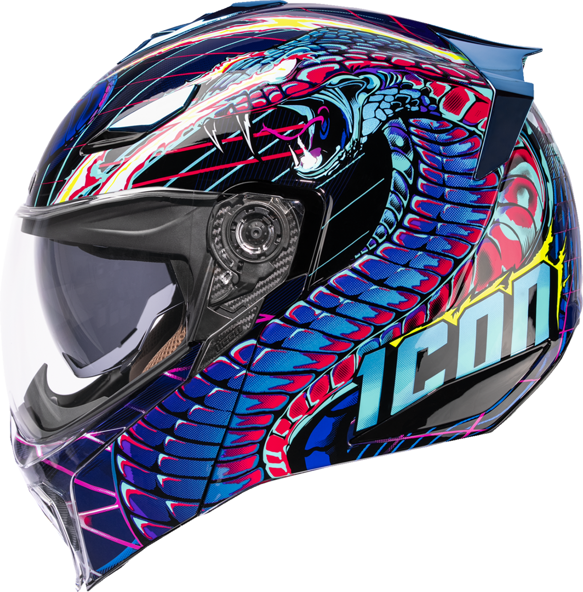 Icon Threshold Synthwave Lazer Cobra Modular Full Face Adult Motorcycle Helmet