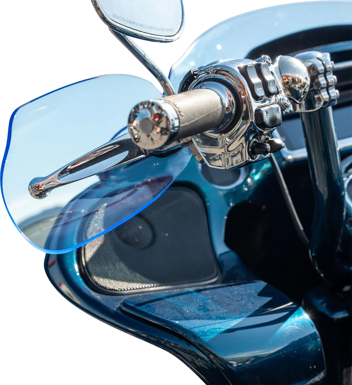 Klock Werks Flare Blue Ice Hand Guards for 1982-2025 Harley Cable Clutch