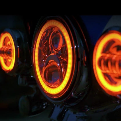 Custom Dynamics ProGlow Chrome 7" Motorcycle LED Headlight 94-13 Harley Touring