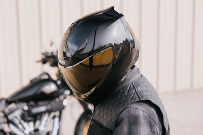 Icon Threshold Solid Gloss Black Modular Full Face Adult Motorcycle Helmet