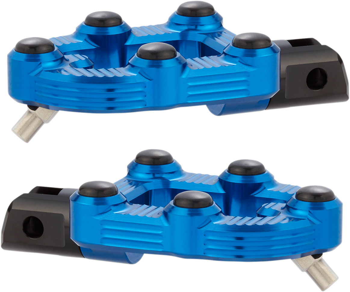 Arlen Ness Pair MX Billet Aluminum Rubber Blue Driver Footpegs for Harley Indian