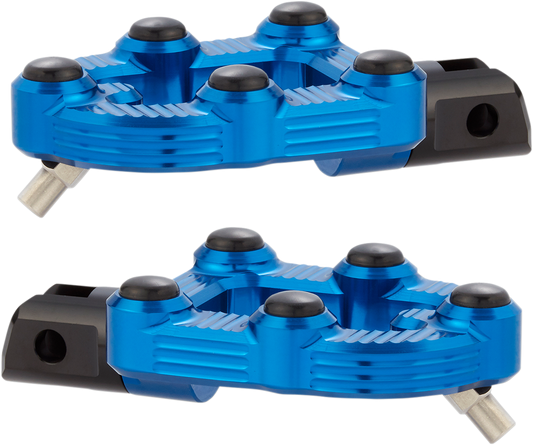 Arlen Ness Pair MX Billet Aluminum Rubber Blue Driver Footpegs for Harley Indian
