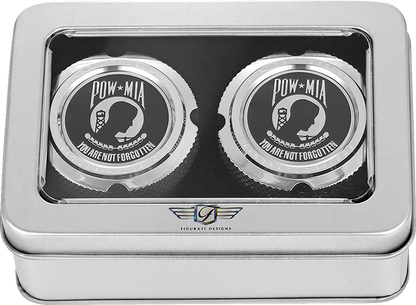 Figurati Designs POW-MIA Front Axle Nut Chrome Covers for 2002-2022 Harley