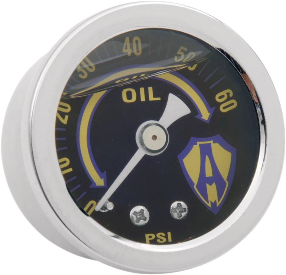 Arlen Ness Chrome Universal Motorcycle 1 1/2" Liquid Filled Oil Pressure Gauge