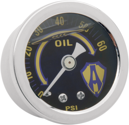 Arlen Ness Chrome Universal Motorcycle 1 1/2" Liquid Filled Oil Pressure Gauge