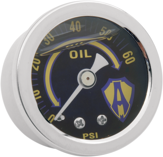 Arlen Ness Chrome Universal Motorcycle 1 1/2" Liquid Filled Oil Pressure Gauge