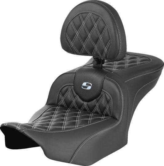 Saddlemen Roadsofa Silver Carbon Lattice Seat & Backrest 2023-25 Harley Touring