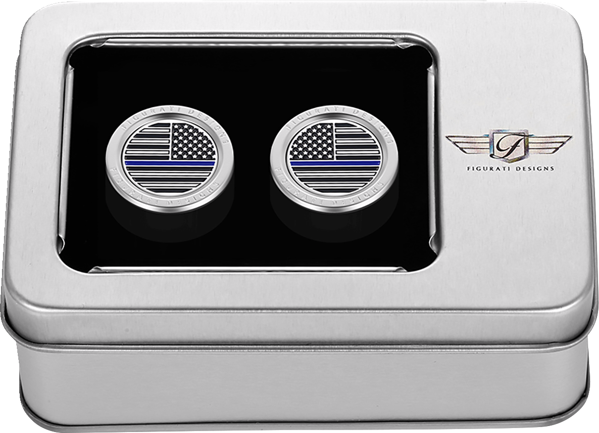 Figurati Blue Line USA Flag Short Magnetic Docking Hardware Covers for Harley