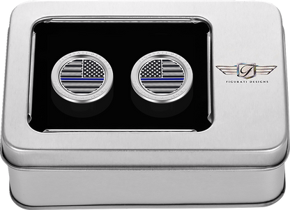 Figurati Blue Line USA Flag Short Magnetic Docking Hardware Covers for Harley