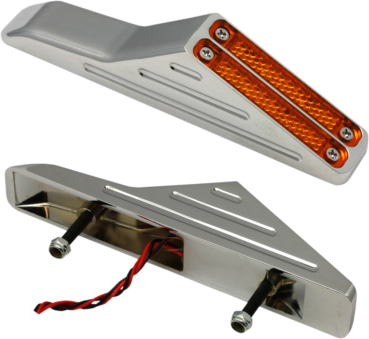 Pro One Chrome Amber Lens Viper Custom Dual LED Wedge Motorcycle Turn Signals