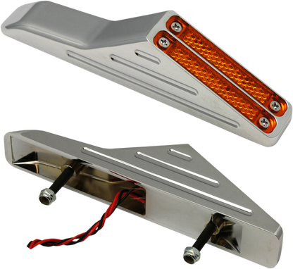 Pro One Chrome Amber Lens Viper Custom Dual LED Wedge Motorcycle Turn Signals