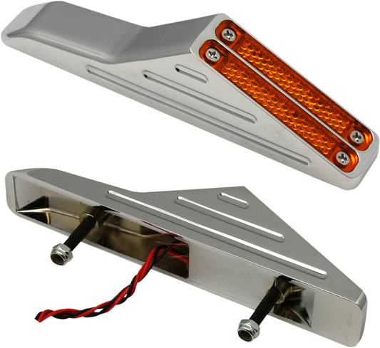 Pro One Chrome Amber Lens Viper Custom Dual LED Wedge Motorcycle Turn Signals