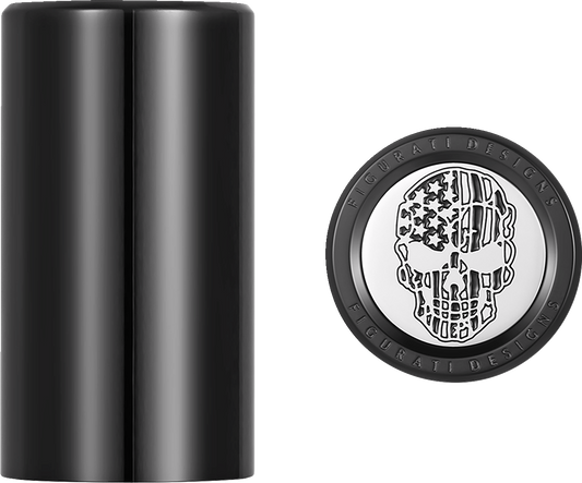 Figurati B&W Skull USA Flag Long Magnetic Docking Hardware Covers for Harley