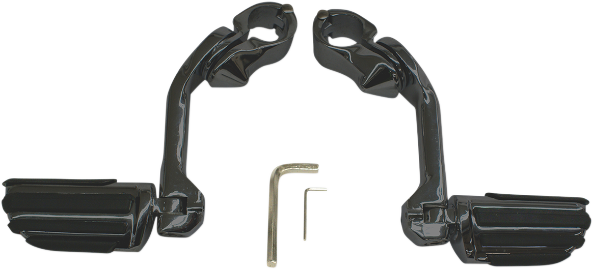 Rivco Black Tapered Ribbed Highway Footpegs & Mounting Arms for Harley Davidson