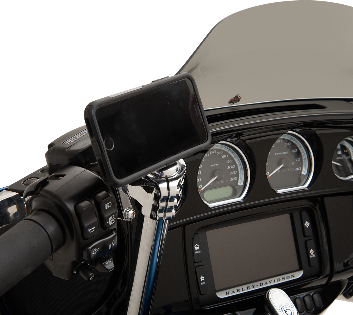 Klock Werks iOmounts Handlebar Phone Left Side Switch Mount Kit 1996-2023 Harley