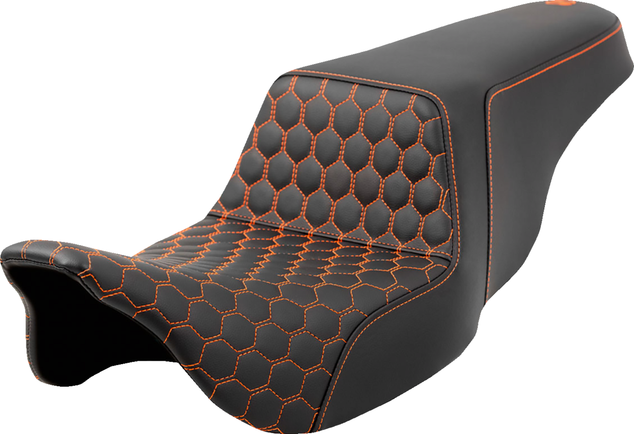 Saddlemen Step Up Orange Honeycomb Gel Seat fits 2008-2024 Harley Touring Models