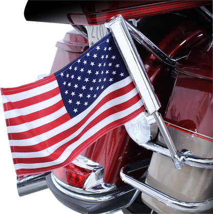 Ciro Chrome LED Lighted 12.5" Flagpole with American Flag for Motorcycle Harley