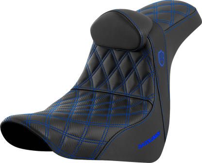 Saddlemen SDC Pro Series Blue Lattice Seat & Backrest 18-26 Harley Low Rider