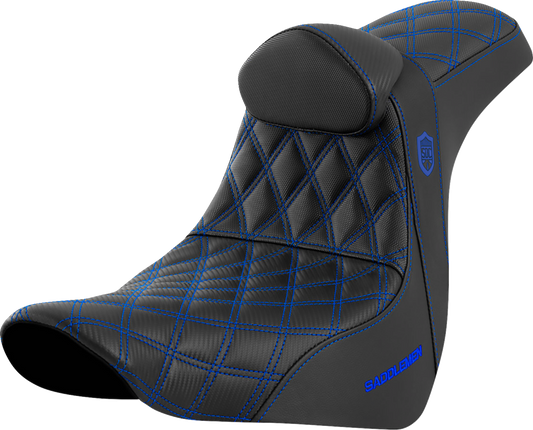 Saddlemen SDC Pro Series Blue Lattice Seat & Backrest 18-25 Harley Softail FXLR