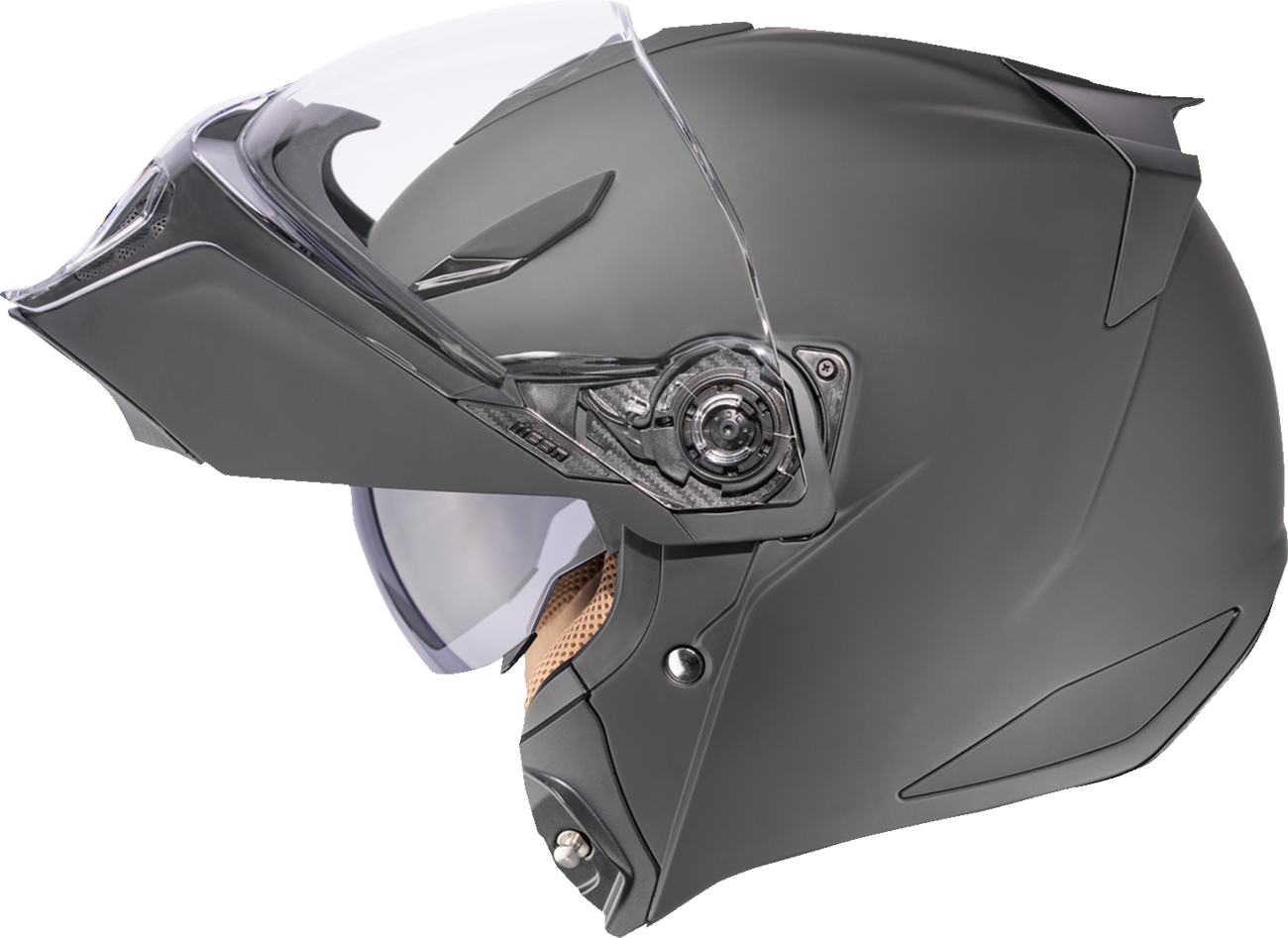 Icon Threshold Matte Black Modular Full Face Unisex Adult Motorcycle Helmet