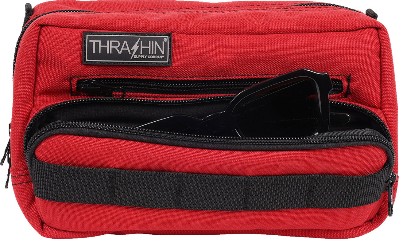 Thrashin Supply Red Motorcycle Handlebar Storage Bag Plus for Harley THB-0017