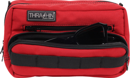 Thrashin Supply Red Motorcycle Handlebar Storage Bag Plus for Harley THB-0017